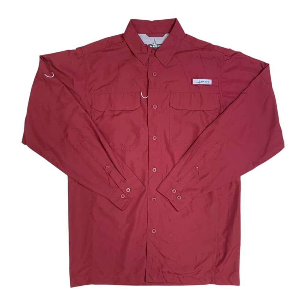 Habit Men's UPF 40+ UV Protection Short Sleeve Fishing Shirt - Biking Red
